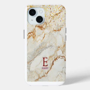 Weißer Marmor Schick Gold Glitter Monogramm Case-Mate iPhone Hülle