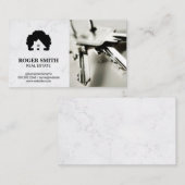 Weißer Marmor | Schlüssel Visitenkarte (Vorne/Hinten)