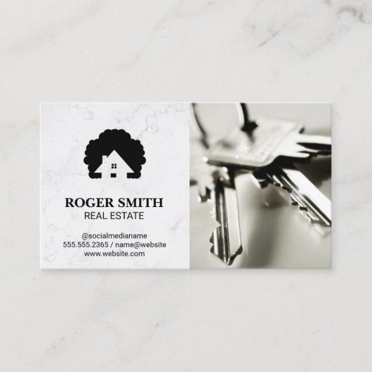 Weißer Marmor | Schlüssel Visitenkarte (Vorderseite)