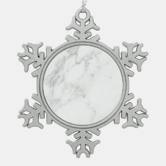 Weißer Marmor Schneeflocken Zinn-Ornament