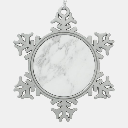 Weißer Marmor Schneeflocken Zinn-Ornament (Vorderseite)