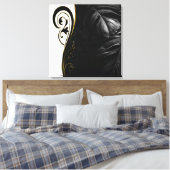 Weißer Marmor, Schwarz, Goldene Filigree Leinwanddruck (Insitu (Schlafzimmer))