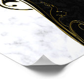 Weißer Marmor, Schwarz, Goldene Filigree Poster (Ecke)