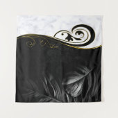 Weißer Marmor, Schwarz, Goldene Filigree Wandteppich (Vorderseite (Horizontal))