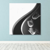 Weißer Marmor, schwarz, goldenes Mobiliar Leinwanddruck (Insitu (Holzboden))