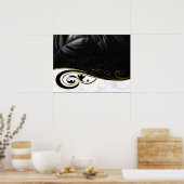 Weißer Marmor, schwarz, goldenes Mobiliar Poster (Küche)