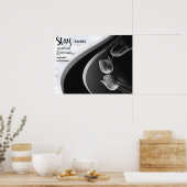 Weißer Marmor, schwarz, goldenes Mobiliar Poster (Küche)