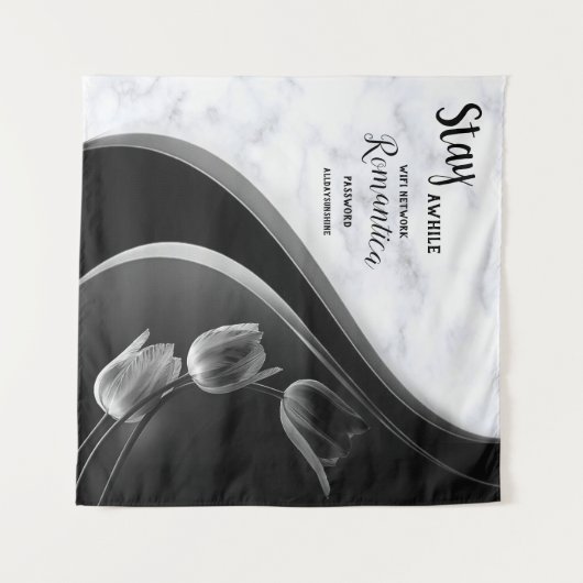 Weißer Marmor, schwarz, goldenes Mobiliar Wandteppich (Vorderseite (Horizontal))