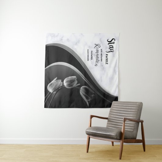 Weißer Marmor, schwarz, goldenes Mobiliar Wandteppich (Beispiel (Horizontal))