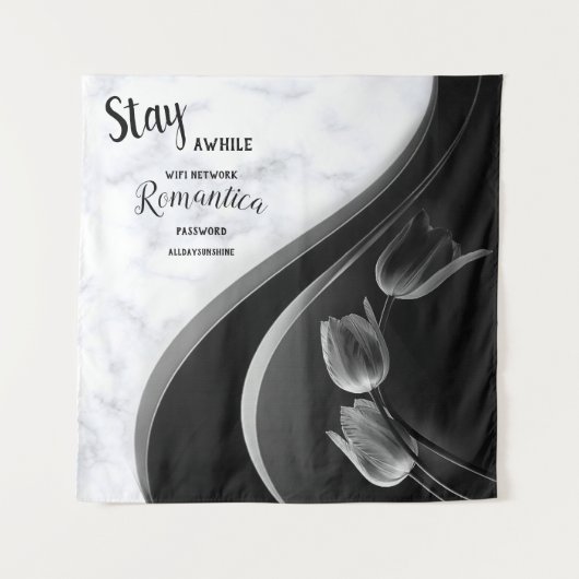 Weißer Marmor, schwarz, goldenes Mobiliar Wandteppich (Vorderseite)