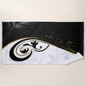 Weißer Marmor, schwarz, goldfarbener Fliesenboden Strandtuch (Vorderseite)