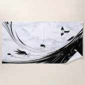 Weißer Marmor, schwarz, goldfarbener Fliesenboden  Strandtuch (Vorderseite)