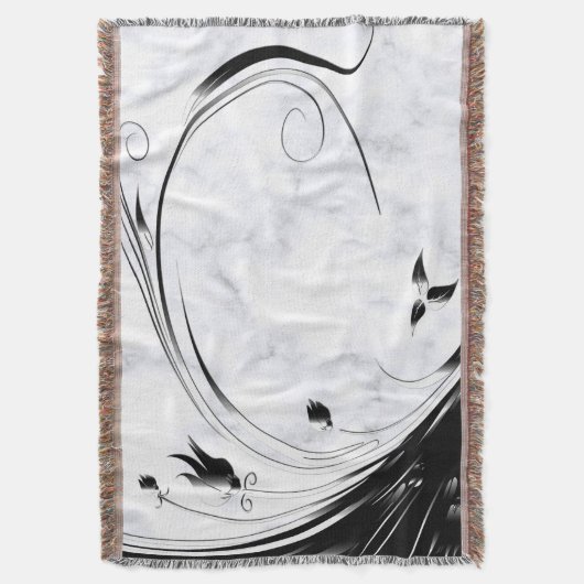 Weißer Marmor, schwarze Filigree Grafik Decke (Vorderseite Vertikal)