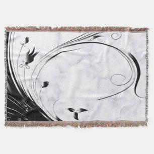 Weißer Marmor, schwarze Filigree Grafik Decke