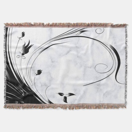 Weißer Marmor, schwarze Filigree Grafik Decke (Vorderseite)