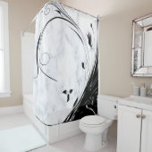Weißer Marmor, schwarze Filigree Grafik Duschvorhang (Beispiel)