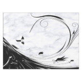 Weißer Marmor, schwarze Filigree Grafik Tischdecke (Vorderseite (Horizontal))