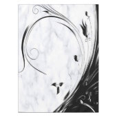 Weißer Marmor, schwarze Filigree Grafik Tischdecke (Vorderseite)