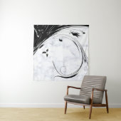 Weißer Marmor, schwarze Filigree Grafik Wandteppich (Beispiel (Horizontal))