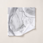 Weißer Marmor Silver Glitzer Agate Elegant Badhandtuch Set (Waschlappen)