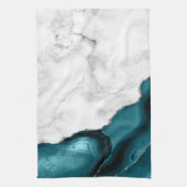 Weißer Marmor Silver Glitzer Aquamarin Blue Agate Geschirrtuch (Vertikal)