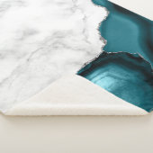 Weißer Marmor Silver Glitzer Aquamarin Blue Agate Sherpadecke (3/4)