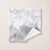 Weißer Marmor Silver Glitzer Gray Agate Badhandtuch Set (Waschlappen)