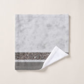 Weißer Marmor Silver Glitzer Streifen Glam #1 Badhandtuch Set (Waschlappen)
