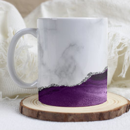Weißer Marmor Silver Lila Agate Kaffeetasse