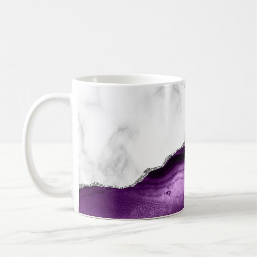 Weißer Marmor Silver Lila Agate Kaffeetasse (Links)