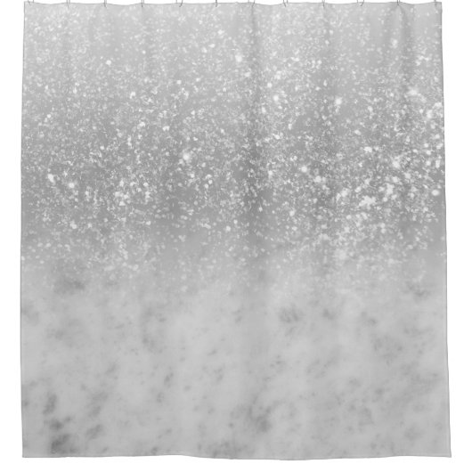 Weißer Marmor Silver Ombre Glitzer Glam #1 Duschvorhang (Vorderseite)