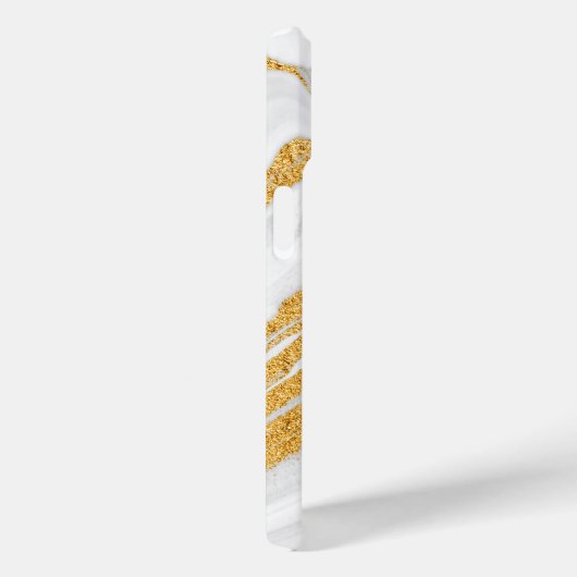 Weißer Marmor und bedruckter Gold-Glitzer Case-Mate iPhone Hülle (Rückseite / Rechts)