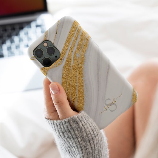 Weißer Marmor und bedruckter Gold-Glitzer Case-Mate iPhone Hülle