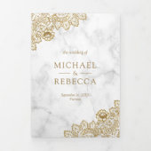 Weißer Marmor und Foto für Hochzeiten Dreifach Gefaltete Einladung (Cover)