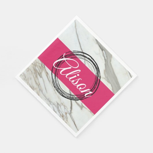 Weißer Marmor und Fuchsienrosa tragen den Namen Serviette (Ecke)