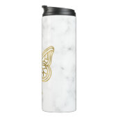 Weißer Marmor und geometrische Schmetterlingspole Thermosbecher (Nach rechts gedreht)