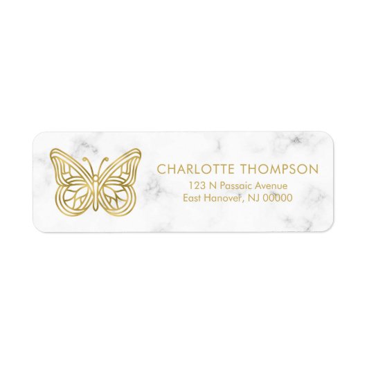 Weißer Marmor und geometrischer Schmetterling aus  (Vorne)