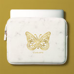 Weißer Marmor und geometrischer Schmetterling aus  Laptopschutzhülle<br><div class="desc">Moderner und trendiger weißer Marmor und bedruckter Goldfolie geometrischer Schmetterling personalisiert Design.</div>