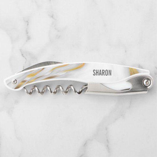 Weißer Marmor und Gold Kellnermesser (Rückseite)