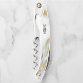 Weißer Marmor und Gold Kellnermesser (Vorderseite)