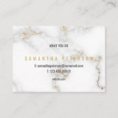 Weißer Marmor und Gold Moderne Minimalistische Pro Visitenkarte (Rückseite)