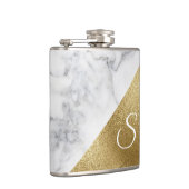 weißer Marmor und goldene Foil Look Flasche Flachmann (Rechts)