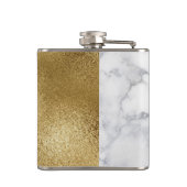 weißer Marmor und goldene Foil Look Flasche Flachmann (Rückseite)