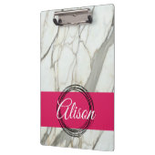 Weißer Marmor und rosa fuchsienfarbener individuel Klemmbrett (Links)