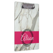 Weißer Marmor und rosa fuchsienfarbener individuel Klemmbrett (Rechts)