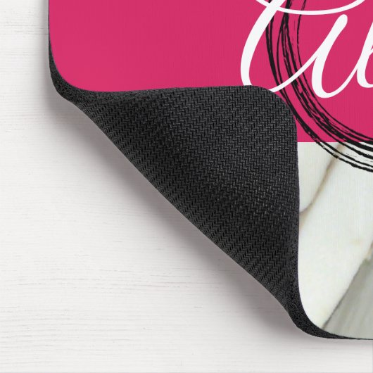 Weißer Marmor und rosa fuchsienfarbener individuel Mousepad (Ecke)