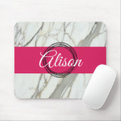Weißer Marmor und rosa fuchsienfarbener individuel Mousepad (Mit Mouse)