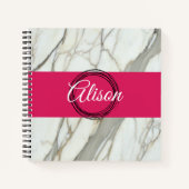 Weißer Marmor und rosa fuchsienfarbener individuel Notizblock (Vorderseite)