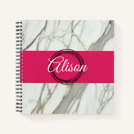 Weißer Marmor und rosa fuchsienfarbener individuel Notizblock