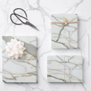 Weißer Marmor und rosa Mädchenname Geschenkpapier Set